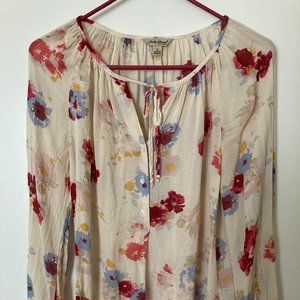 Lucky Brand tie front floral blouse